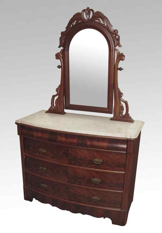 Appraisal: ROCOCO REVIVAL VICTORIAN MARBLE TOP DRESSER WITH MIRROR Carved and