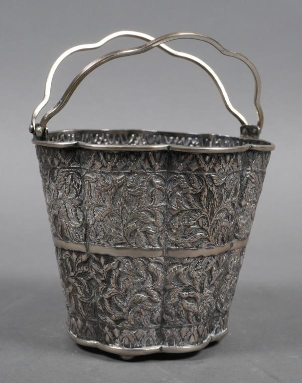 Appraisal: ANTIQUE CHINESE SILVER REPOUSSE ICE BUCKETEarly th century Chinese hallmarked