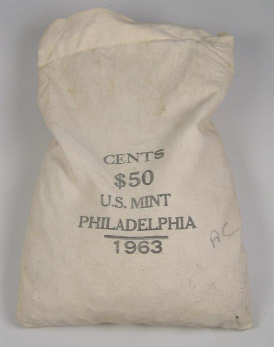 Appraisal: Mint Sewn Bag of Lincoln Cents Bag came from Philadelphia