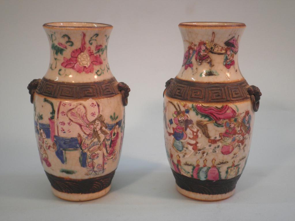 Appraisal: A pair of late thC Chinese vases each with simulated