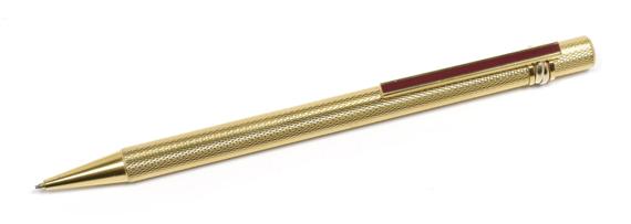 Appraisal: PENCIL CARTIER Gold-plated Trois anneaux model Cylindrical pencil with engine-turned