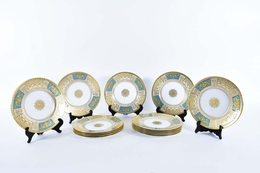 Appraisal: SET OF MINTON PORCELAIN SERVICE PLATESMid th Century Printed Minton