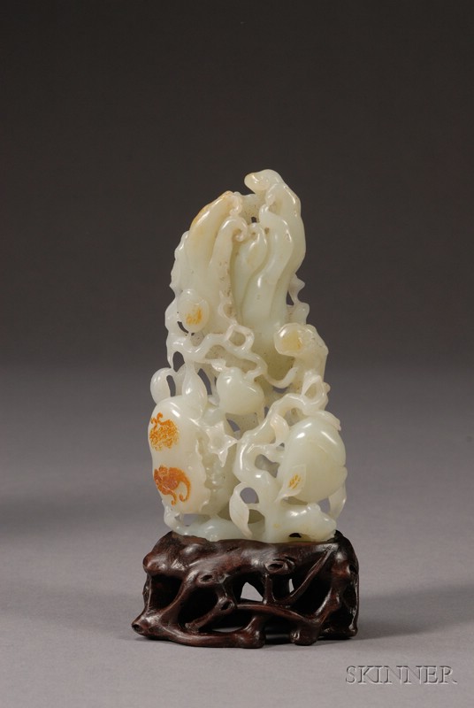 Appraisal: Jade Carving China th th century carving of the three