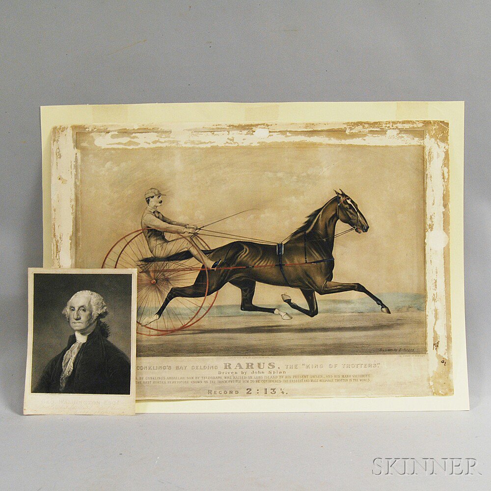 Appraisal: Photomechanical Currier Ives Print and an Engraving of George Washington