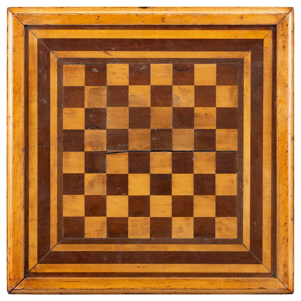 Appraisal: WOODEN DOUBLE-SIDED GAME BOARD EARLY TH CENTURY X WOODEN DOUBLE-SIDED