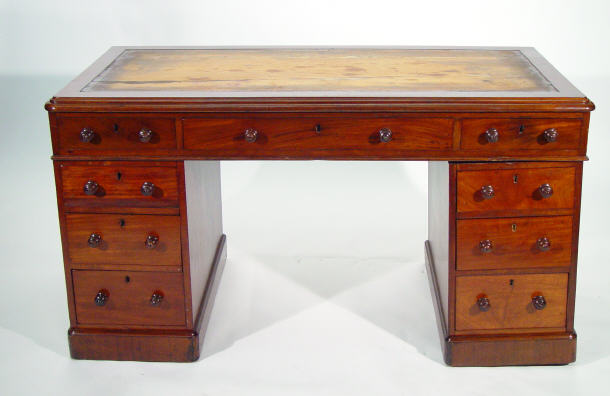 Appraisal: Victorian mahogany twin pedestal desk fitted an arrangement of nine