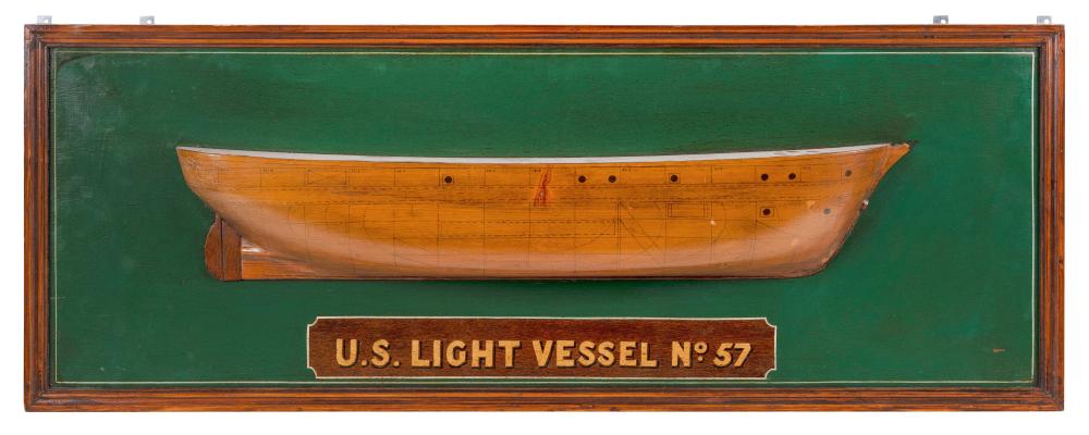 Appraisal: MOUNTED DECORATIVE PLATING HALF HULL MODEL OF U S LIGHT