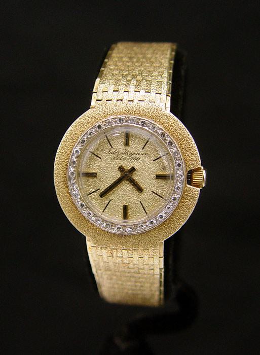 Appraisal: JULES JURGENSEN LADIES K GOLD AND DIAMOND WRIST WATCH Signed