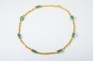 Appraisal: Judith Ripka Green Quartz Gold Chain Necklace Judith Ripka green