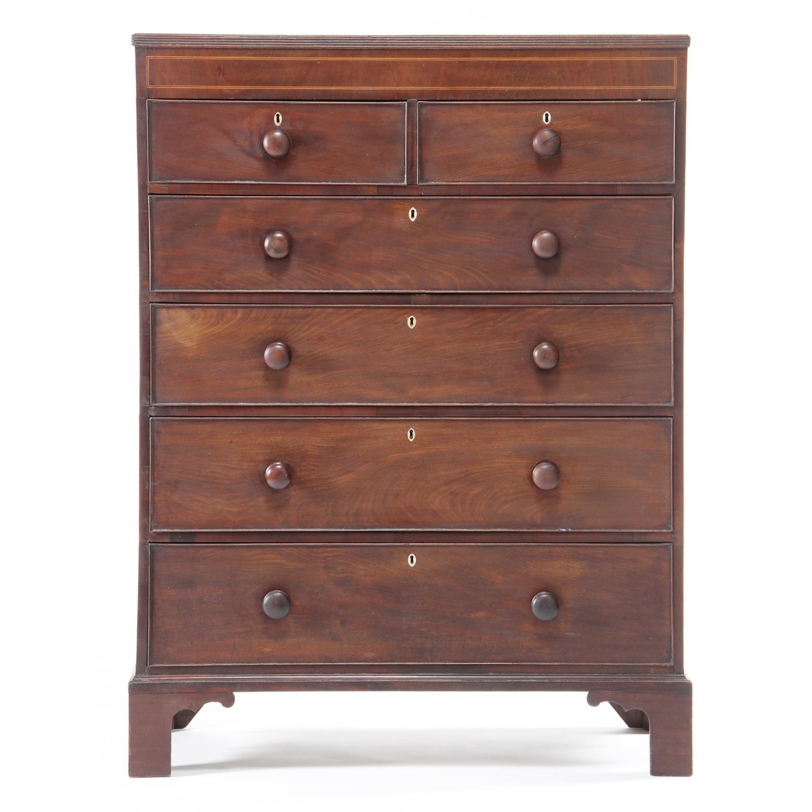 Appraisal: George III Gentleman's Chest of Drawers late th century mahogany