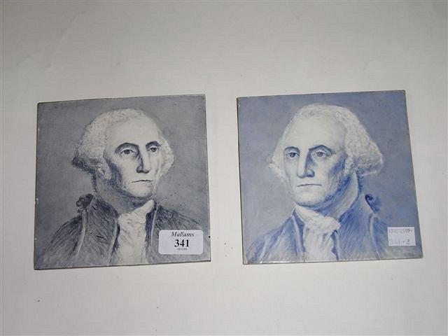 Appraisal: TWO VICTORIAN TILES portraits of George Washington signed by T