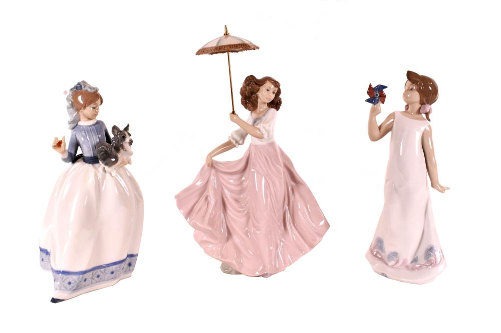 Appraisal: THREE LLADRO PORCELAIN FIGURES OF YOUNG LADIESEach marked on the