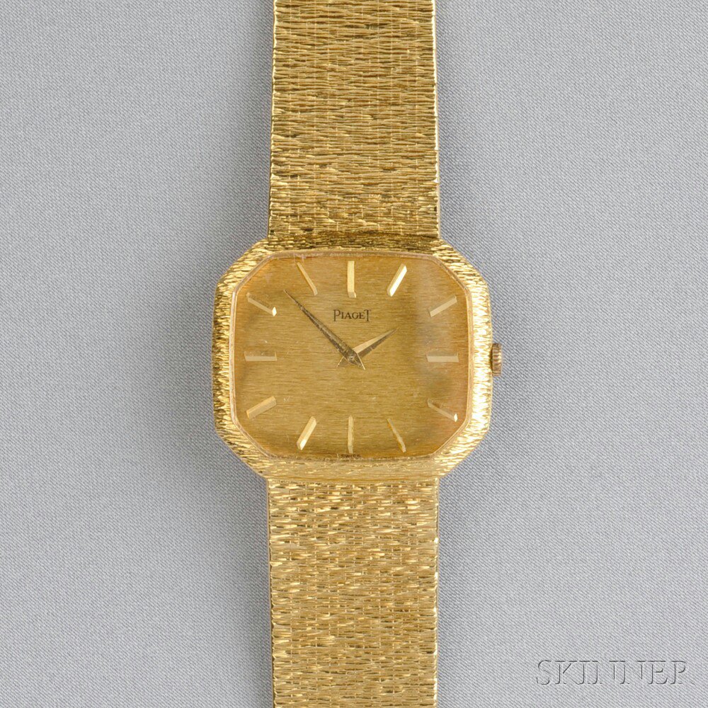 Appraisal: Gentleman's kt Gold Wristwatch Piaget the textured dial with baton