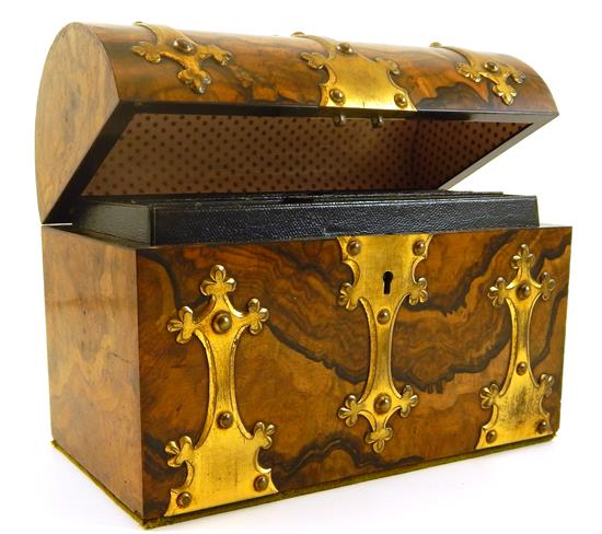 Appraisal: English Trussell Co domed letterbox or stationary casket c burl