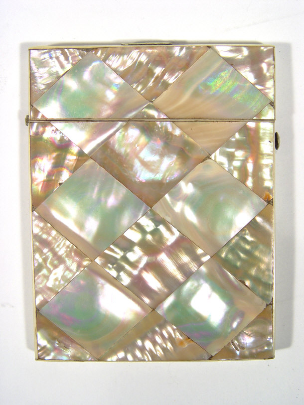 Appraisal: Rectangular mother of pearl and ivory card case cm in