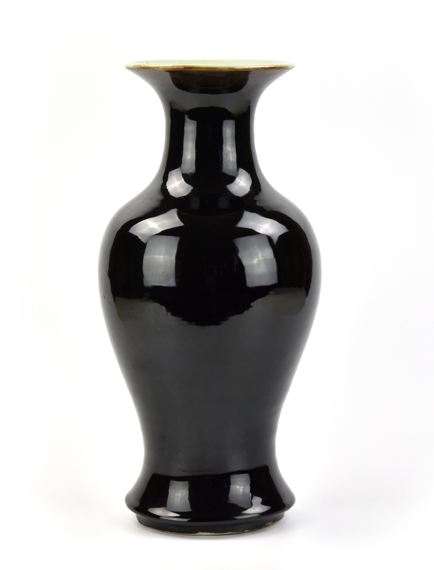 Appraisal: Chinese th C black vase with a baluster body rising