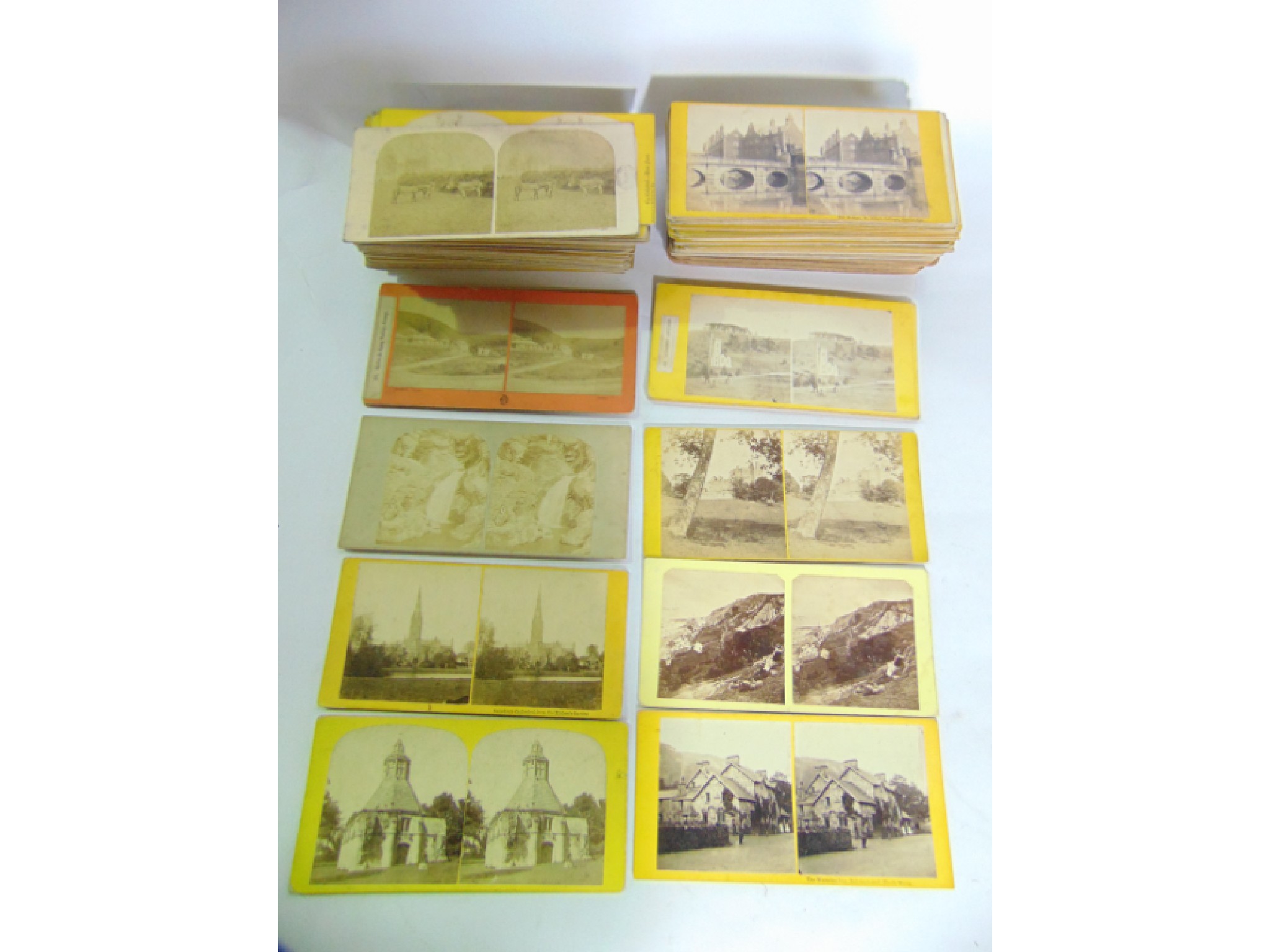 Appraisal: A collection of approximately early photographic stereoscopic slides of topographical