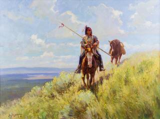 Appraisal: A Crow Warrior by Jim Norton Jim Norton - oil