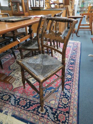 Appraisal: Early Hitchcock Side Chairs rush seats early th century