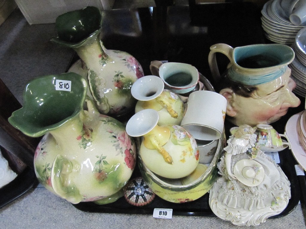 Appraisal: Tray lot of assorted ceramics and a cased cutlery set