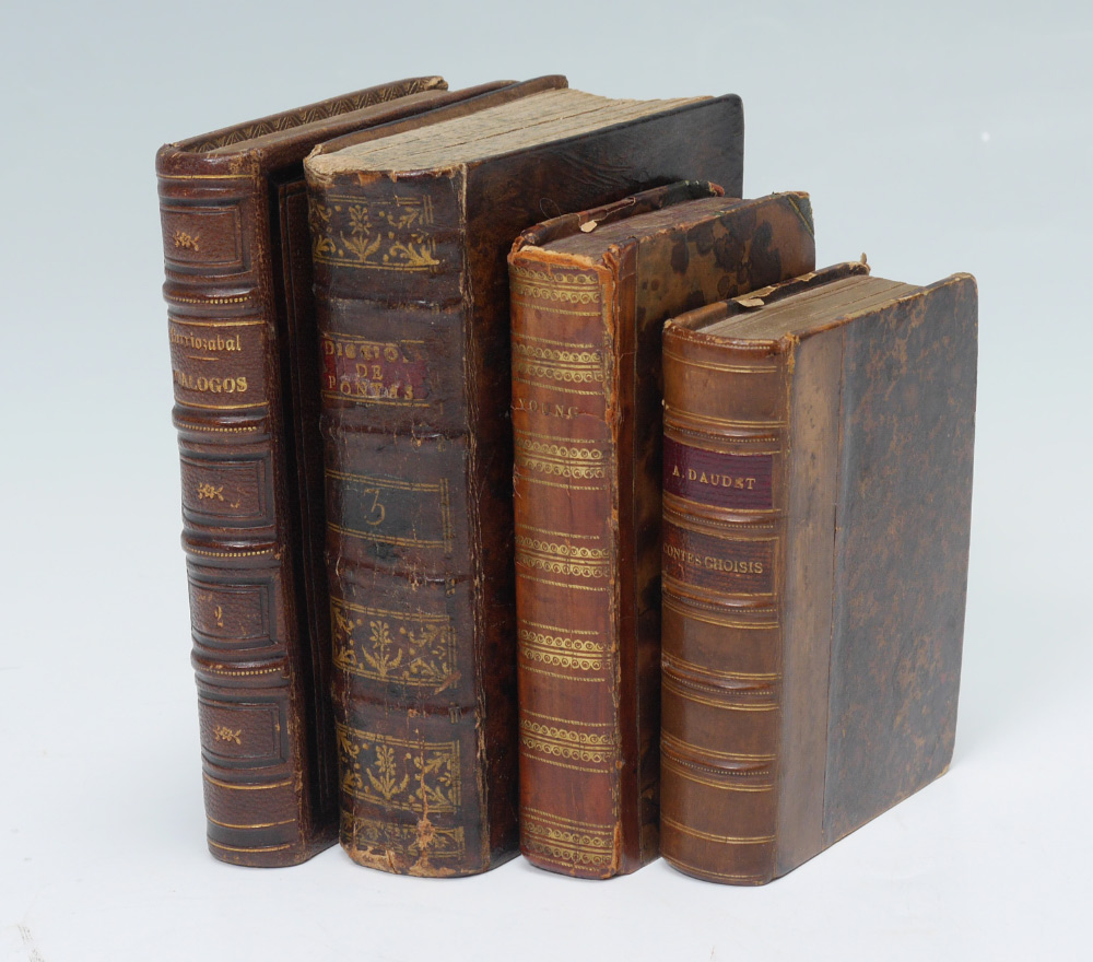 Appraisal: ANTIQUARIAN LEATHER BOUND BOOKS volumes total to include ''Contes Choisis''