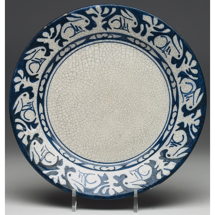 Appraisal: Dedham plate rabbit design along edge in a blue and