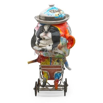 Appraisal: MICHAEL LUCERO b Anthropomorphic Jug Head Baby in Stroller sculpture