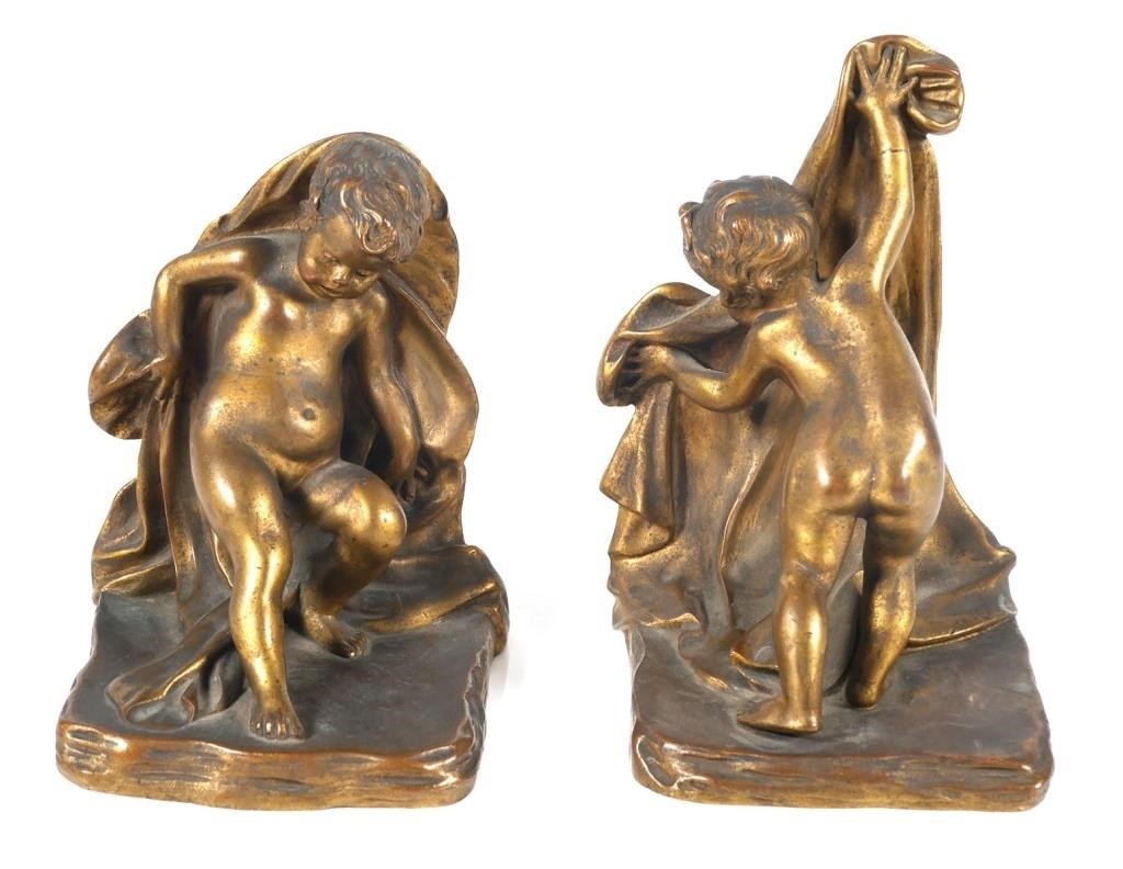 Appraisal: STERLING BRONZE CO NEW YORK CHERUB BOOKENDSPair Sterling Bronze Company