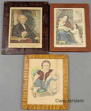 Appraisal: Three Currier Ives prints- John Adams'' Bed Time'' and Little