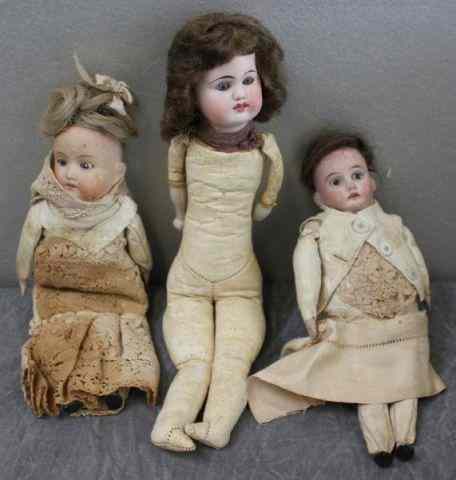 Appraisal: Bisque Dolls All with bisque heads open mouths and with