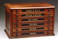 Appraisal: KERR CO S SIX DRAWER SPOOL CABINET Walnut cabinet with