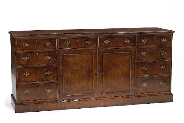 Appraisal: A George III style crossbanded walnut side cabinet height in