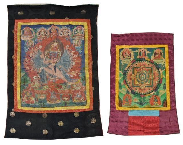 Appraisal: lot of Tibetan Buddhist Thangka painting on fabric depicting various