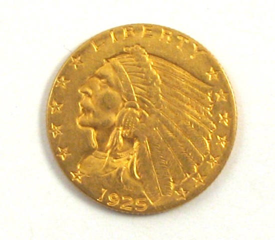 Appraisal: U S TWO AND ONE-HALF DOLLAR GOLD COIN Indian head