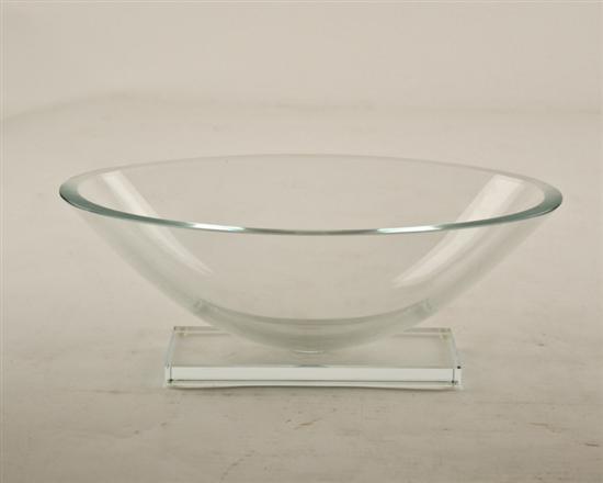 Appraisal: Schlaumann Glass Console Bowl clear glass oval on rectilinear base