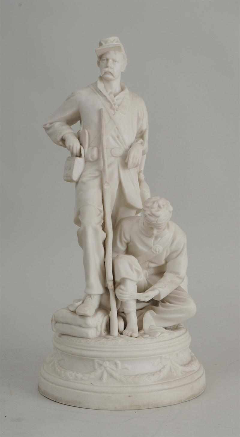 Appraisal: PARIANWARE FIGURE GROUP AFTER JOHN ROGERS AMERICAN - ''ONE MORE