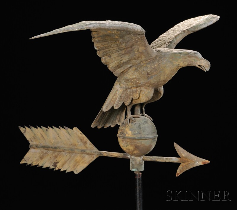 Appraisal: Molded Copper Eagle Weathervane America early th century full-body spreadwing