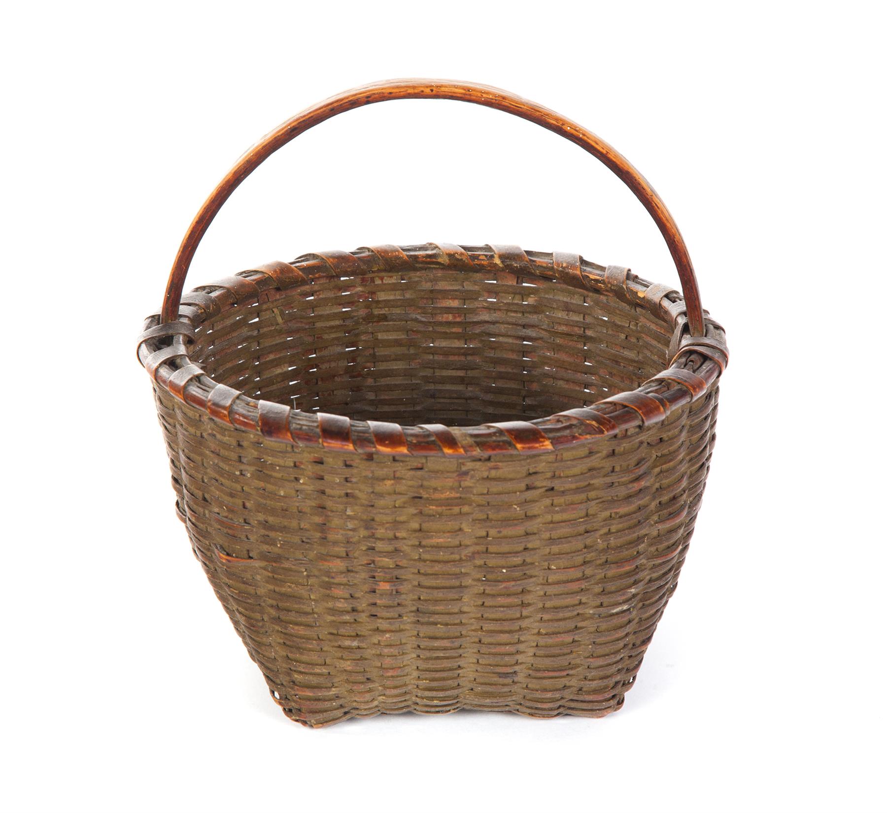 Appraisal: AMERICAN PAINTED BASKET Late th-early th century woven splint with