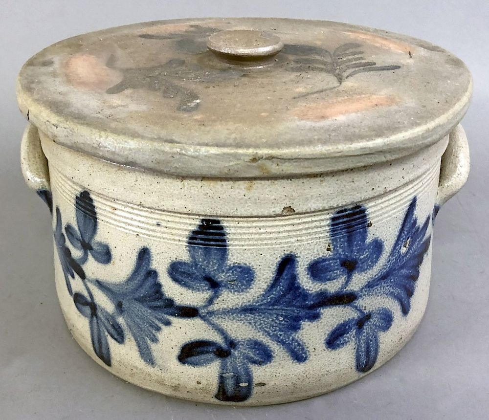 Appraisal: Large Stoneware Cake Crock Large stoneware cake crock with lid