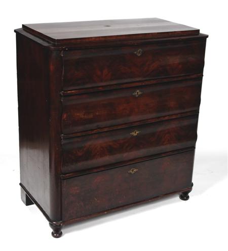 Appraisal: A th century mahogany Dutch chest of drawers the quarter