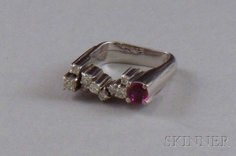 Appraisal: Modernist kt White Gold Ruby and Diamond Ring size