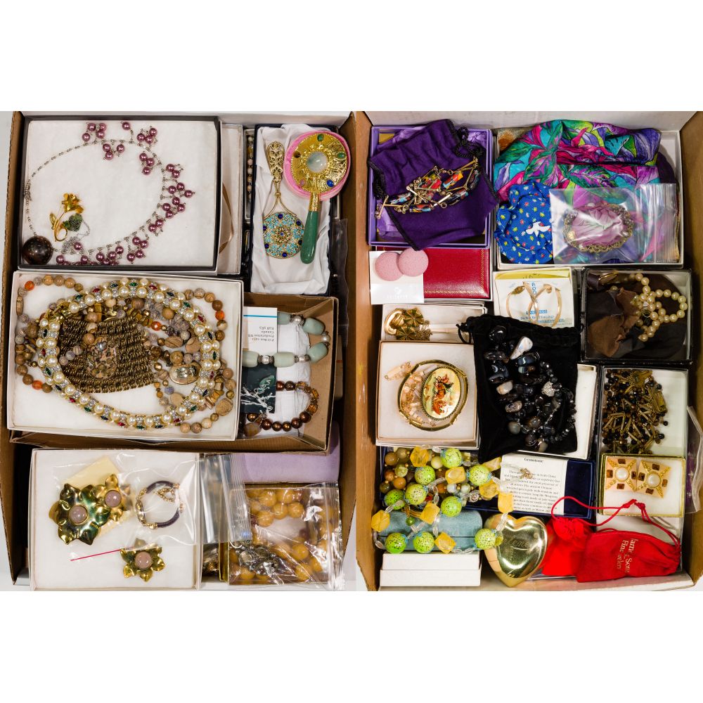 Appraisal: COSTUME JEWELRY ASSORTMENTApproximately pounds of jewelry and boxes including necklaces