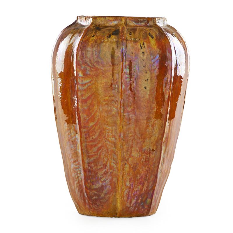 Appraisal: T BROUWER MIDDLE LANE Large flame-painted vase Condition Report Glazed-over