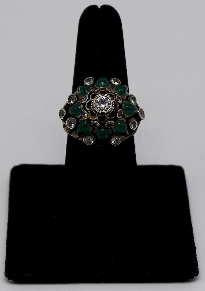 Appraisal: JEWELRY Mughal kt Gold Diamond and Emerald Ring Mughal Princess