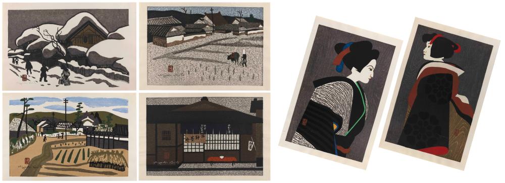 Appraisal: KIYOSHI SAITO JAPAN - SIX PRINTS WOODBLOCK PRINTS X UNFRAMED