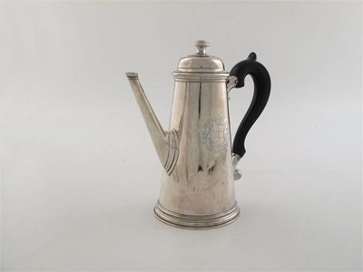 Appraisal: An early George II coffee pot of tapering cylindrical form