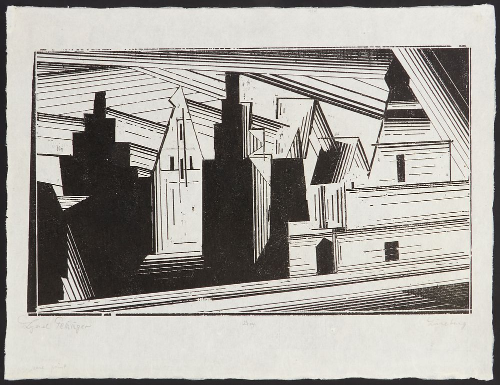 Appraisal: Lyonel Feininger Old Gables in Luneburg Woodcut Lyonel Charles Feininger