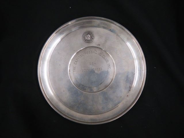 Appraisal: Sterling Silver Dog Trophy Plate diameter grams