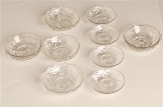 Appraisal: Nine Pressed Sandwich Glass Bellflower Dishes four butter pats and