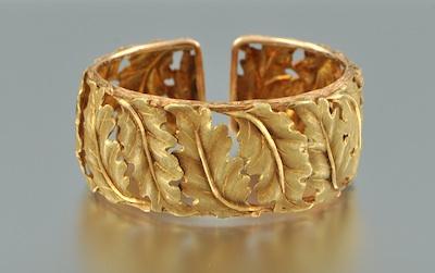 Appraisal: Oak Leaf Design Yellow Gold Bracelet Signed M Buccellati Expertly